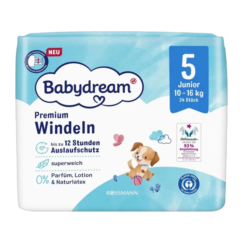 Babydream Pleny Premium Junior, 10–16 kg, vel. 5 34 ks 34 ks