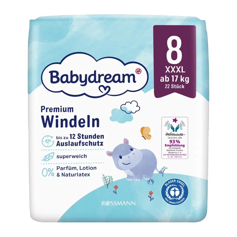 Babydream Pleny Premium XXXL, 17+ kg, vel. 8 22 ks 22 ks