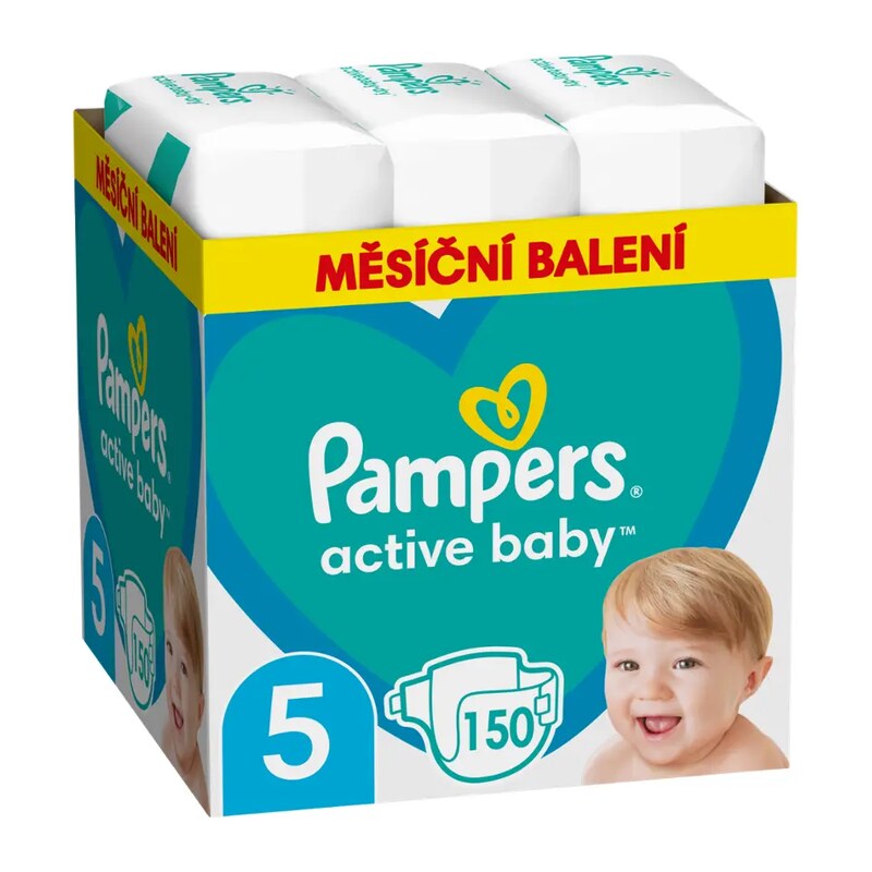 Pampers Pleny Active Baby, 11–16 kg, vel. 5, měsíční balení 150