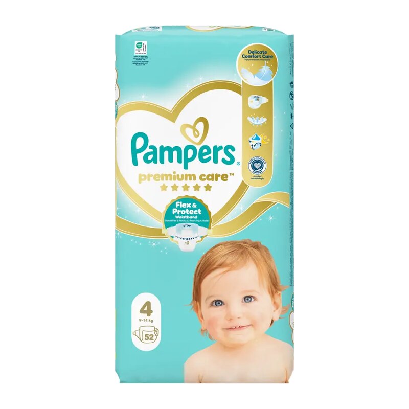 Pampers Pleny Premium Care, 9–14 kg, vel. 4, Value Pack 52 ks 52