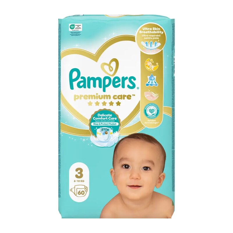 Pampers Pleny Premium Care, 6–10 kg, vel. 3, Value Pack 60 ks 60