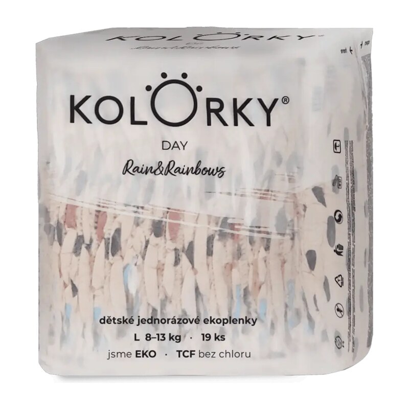 Kolorky Eko pleny Day, 8–13 kg, vel. L Duhy 19 ks