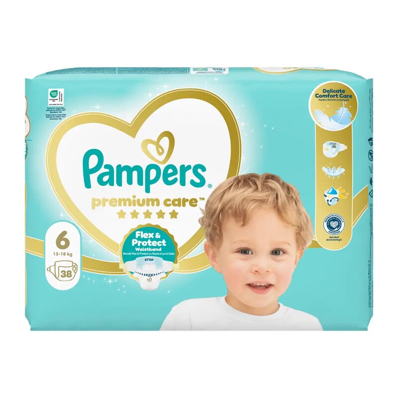 Pampers Pleny Premium Care, 13–18 kg, vel. 6, Value Pack 38 ks