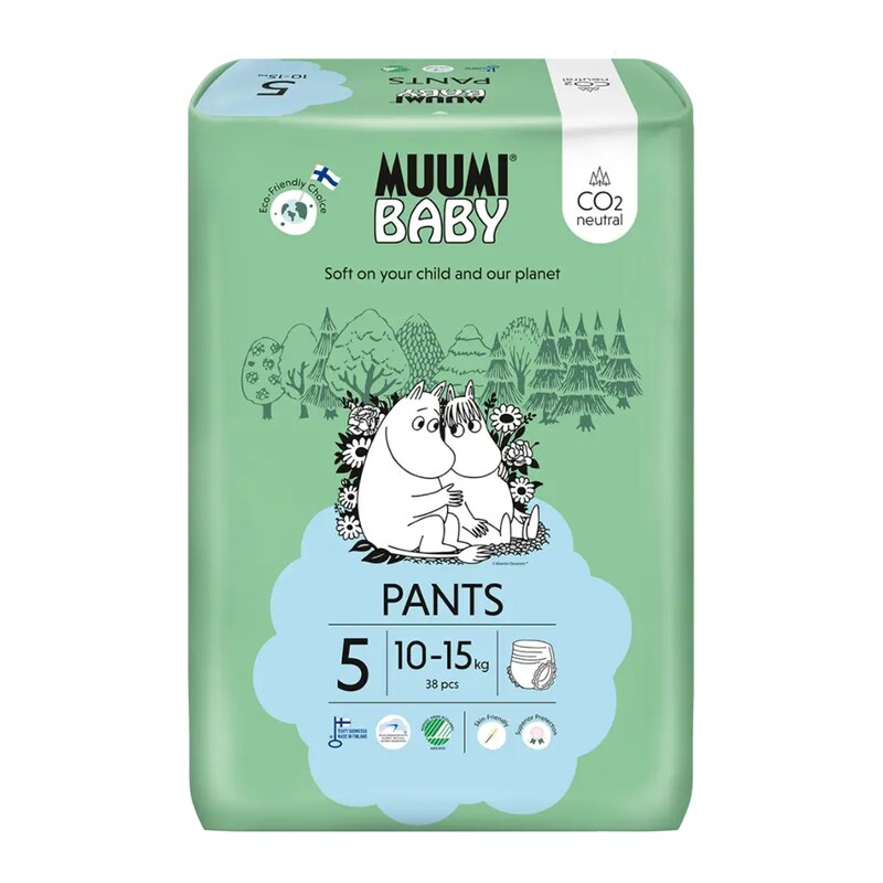 Muumi Eko plenkové kalhotky Maxi+, 10–15 kg, vel. 5 38 ks