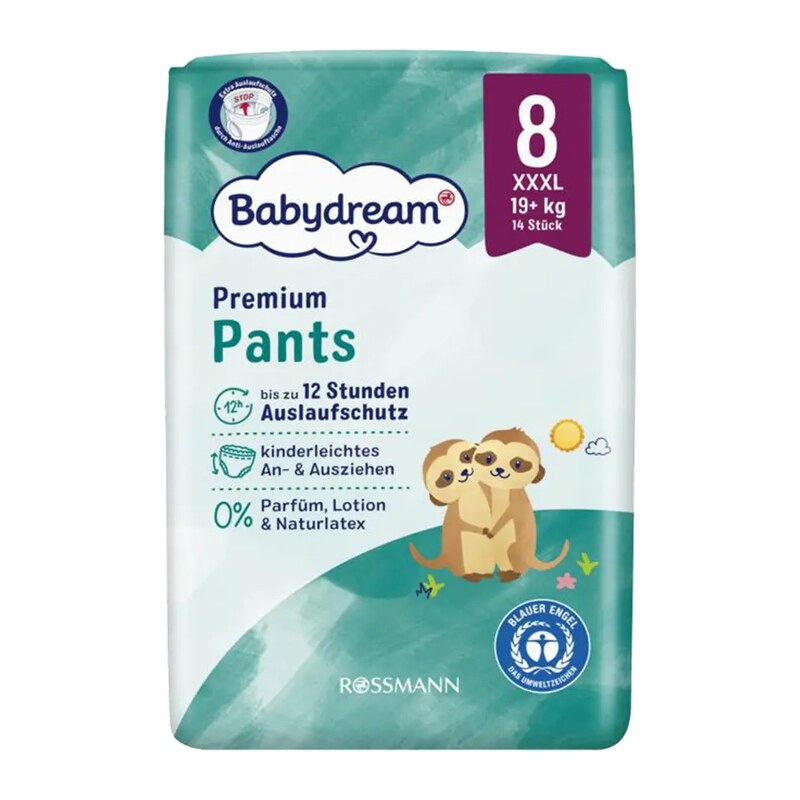 Babydream Plenkové kalhotky Premium XXXL, 19+ kg, vel. 8 14 ks