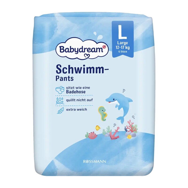 Babydream Plenkové kalhotky do vody 12–17 kg, vel. L 12 ks