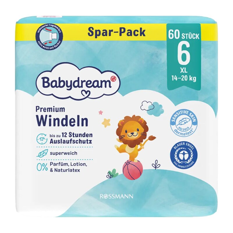 Babydream Pleny Premium XL, 14–20 kg, vel. 6 60 ks 60 ks