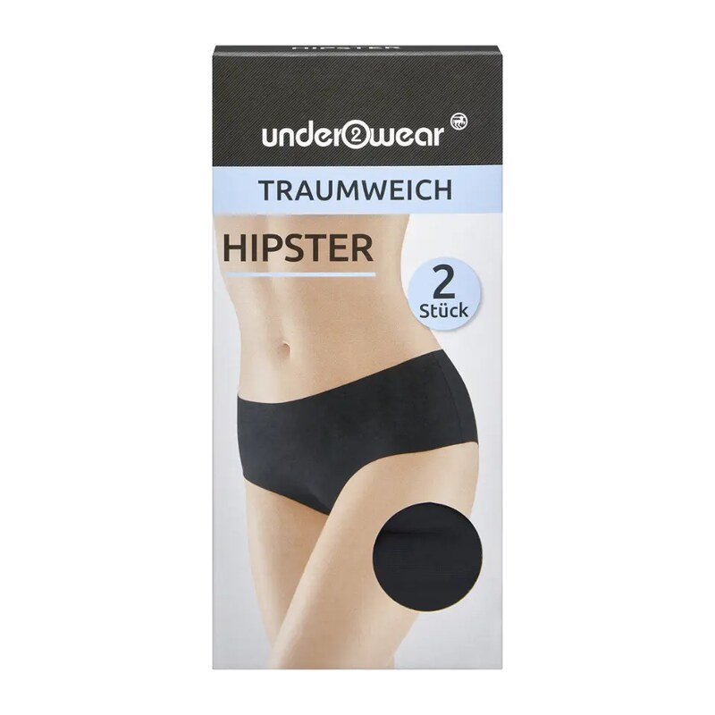under2wear Dámské kalhotky Hipster černé 2 ks