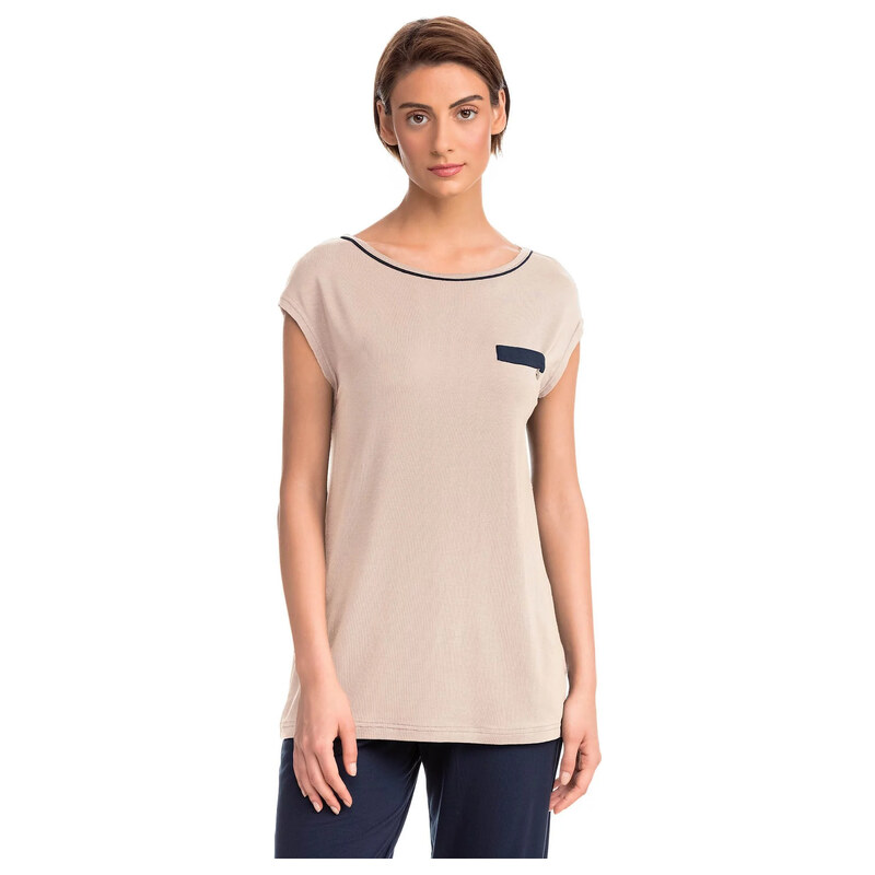 Vamp - Krátká dámská noční košile BEIGE SOLEIL M 14191 - Vamp