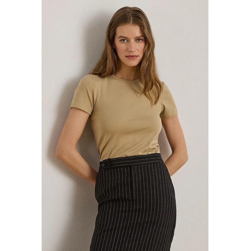 Lauren Ralph Lauren basic tričko dámské bavlněné s elastanem