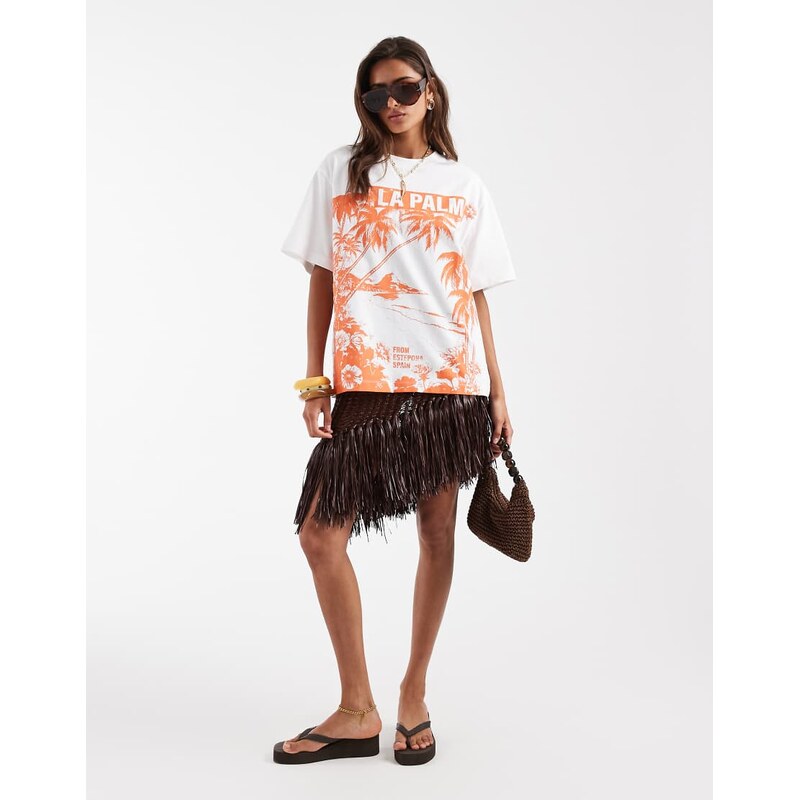 ASOS DESIGN Oversized T-shirt with La Palma graphic in orange