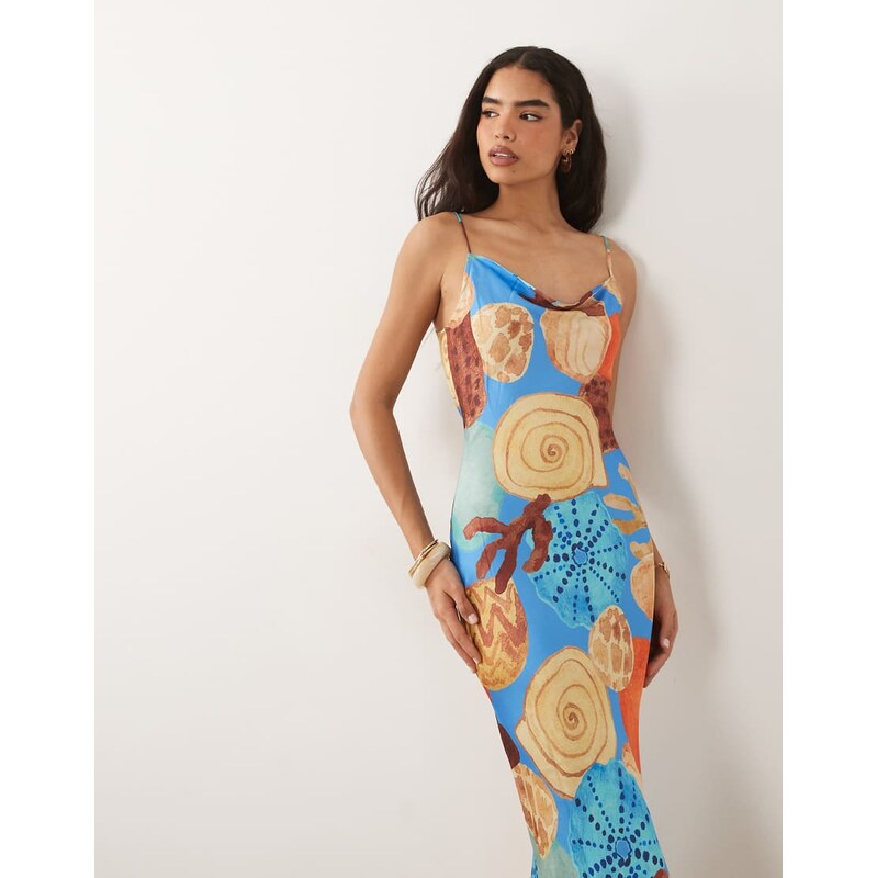 Never Fully Dressed Patti satin cami bias midi dress in shell