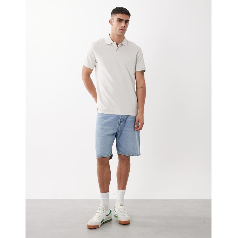 ASOS DESIGN Essentials regular fit polo in light grey pique