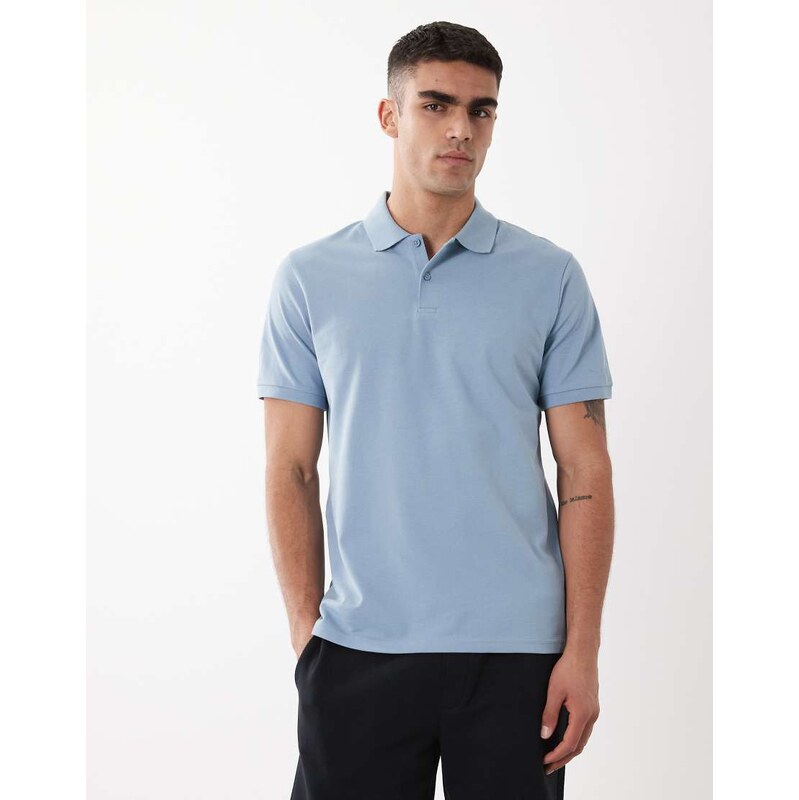 ASOS DESIGN Essentials regular fit polo in light blue pique