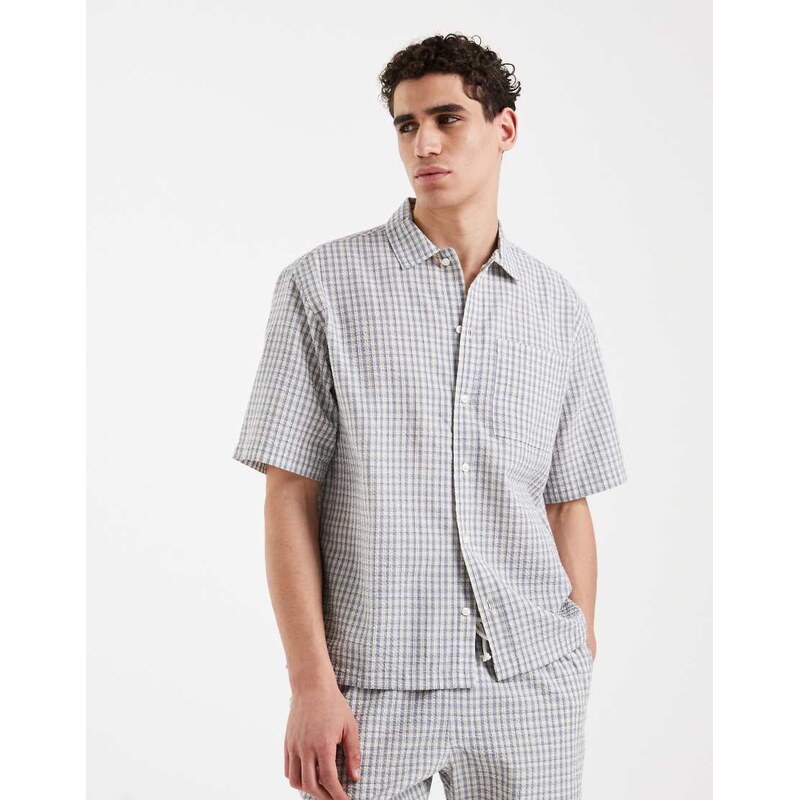 Redefined Rebel Rowdy oversized fit short sleeve checked shirt