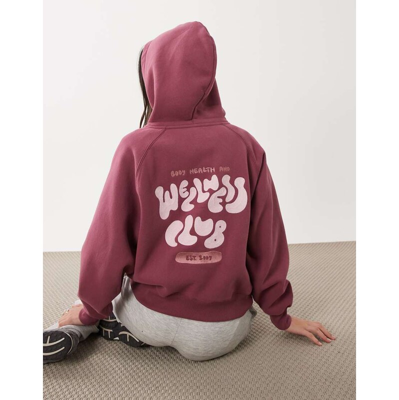 Cotton On Active plush premium graphic hoodie in dusty rose-Pink