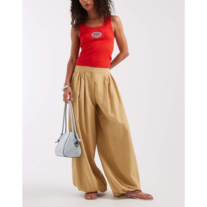ASOS DESIGN Tailored balloon trouser in sand-Neutral