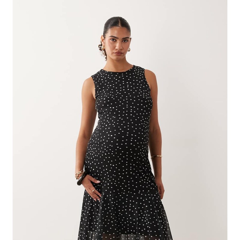 Mama.licious Mamalicious Maternity sleeveless mesh midi dress