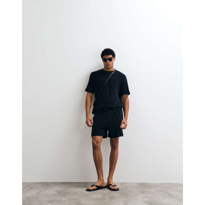 ARKET co-ord soft towelling shorts in dark blue-Navy