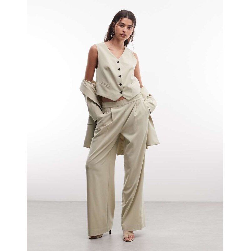 AllSaints Aleida Tri co-ord tailored waistcoat top in pale green