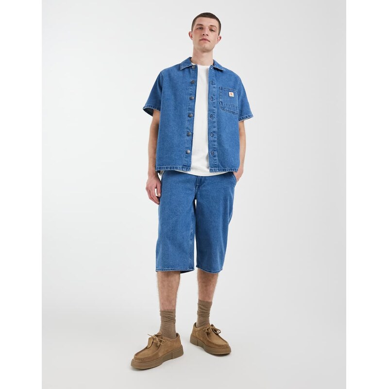 BLEND denim loose fit shorts co-ord in mid wash blue