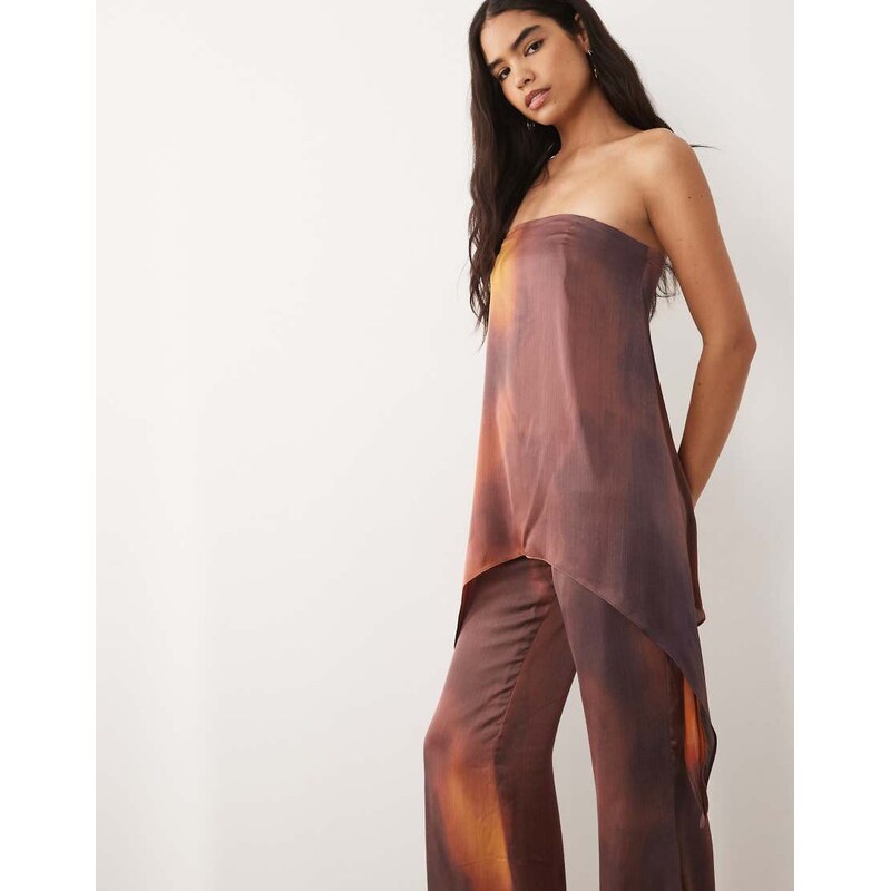Missyempire cotton satin bandeau high low drape longline top co
