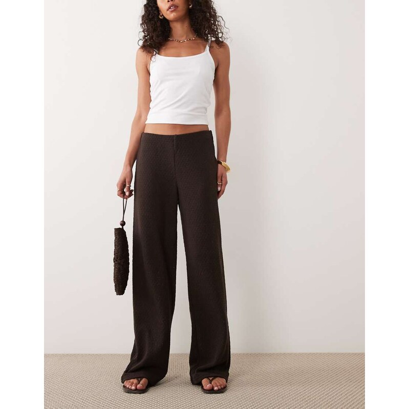 Mango Nati cotton mix knitted trouser co-ord in dark brown