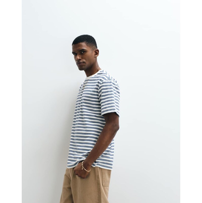 ONLY & SONS relaxed fit t-shirt in cream & blue stripe