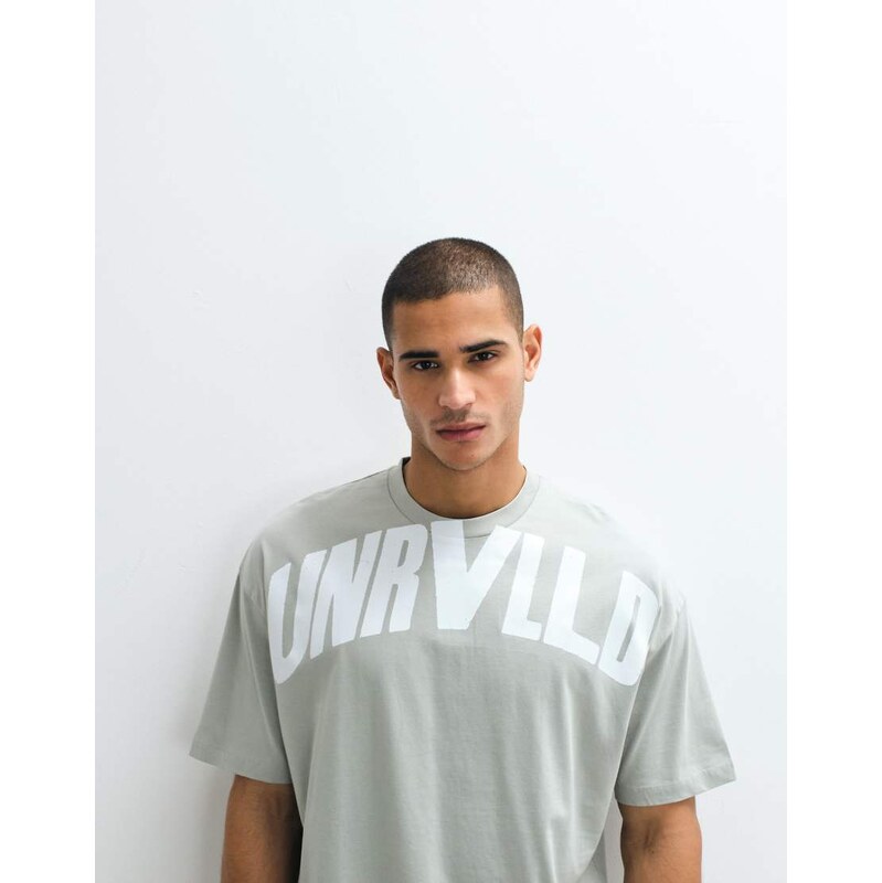 ASOS DESIGN boxy oversized t-shirt with large text graphic in