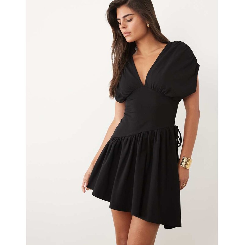 ASOS DESIGN plunge waisted mini dress in black