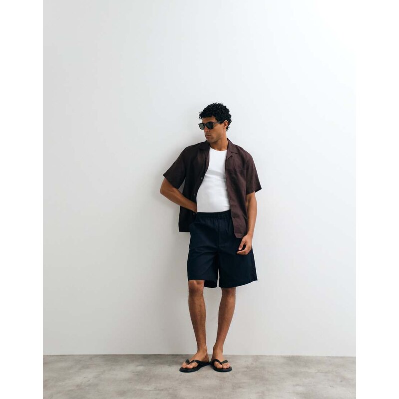 ARKET linen mix drawstring shorts in blue
