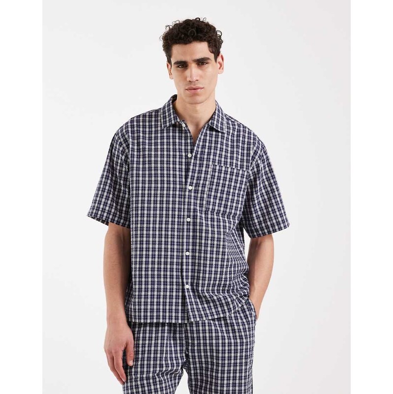 Redefined Rebel Rowdy oversized fit short sleeve checked shirt