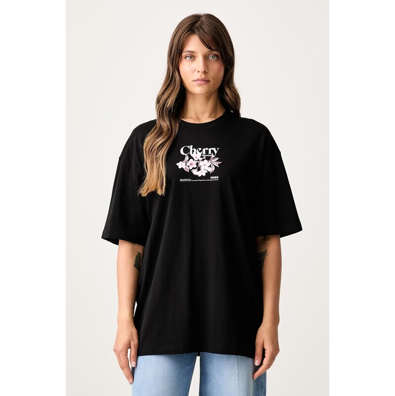 HUGO Blue tričko dámské bavlněné Oversized Tee_B_15
