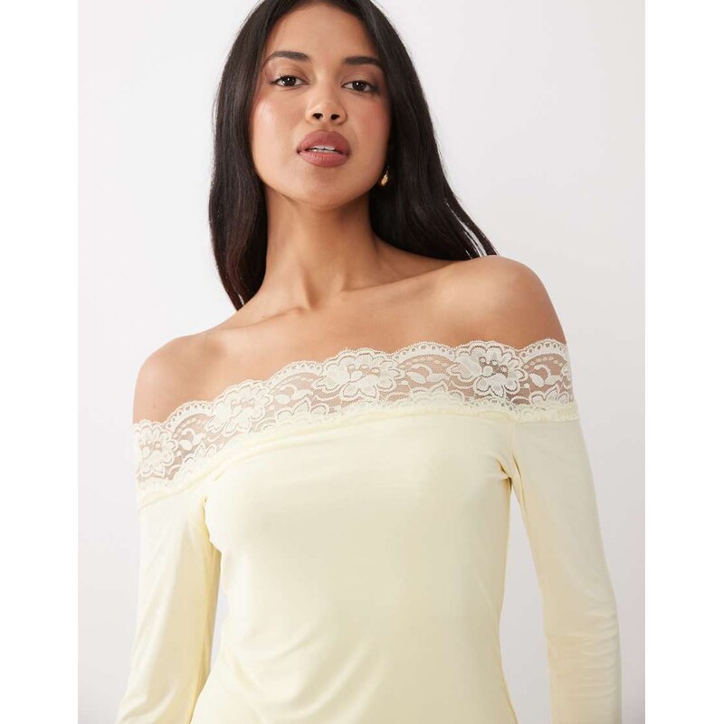 Fashionkilla exclusive double sculpted slinky lace trim bardot