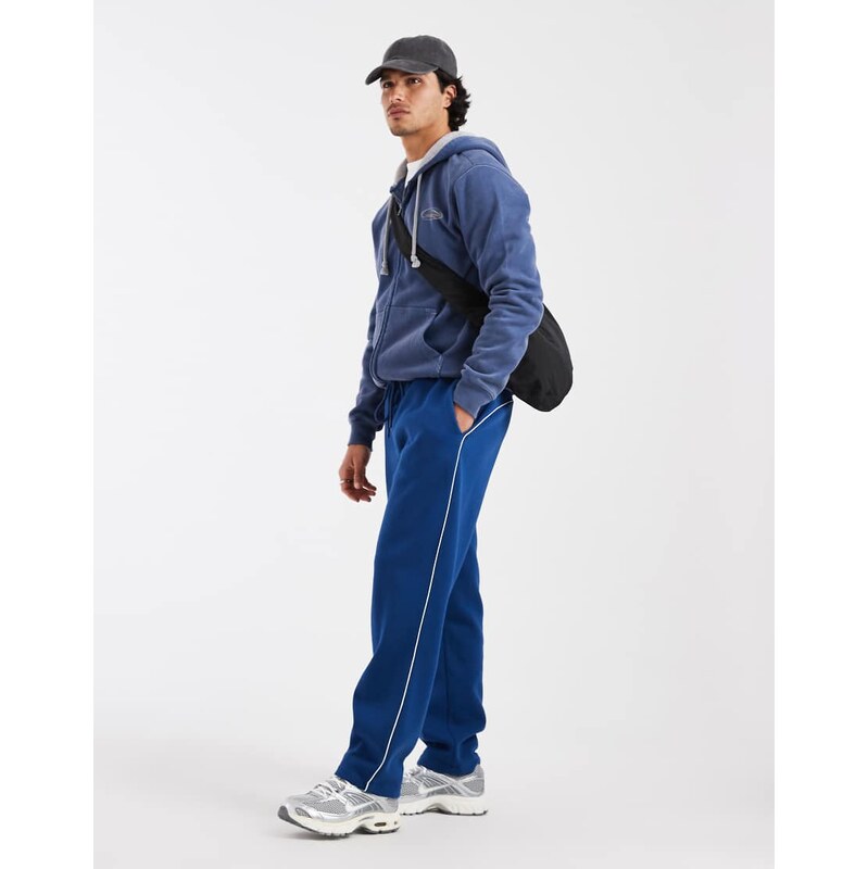 ASOS DESIGN straight leg jogger with piping in blue