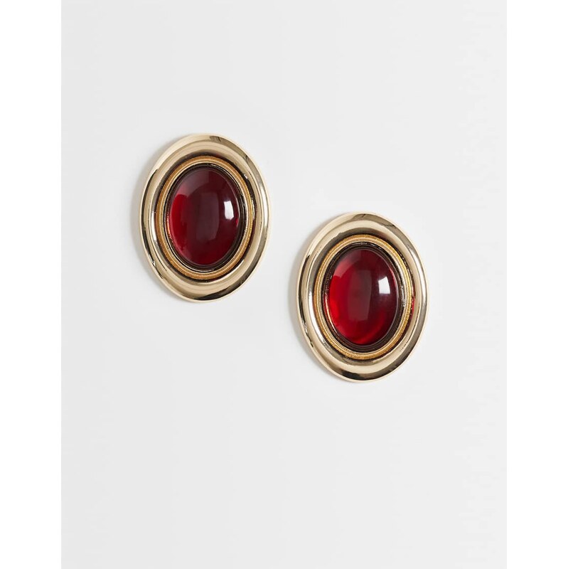 ASOS DESIGN large statement stud earrings with stone set design