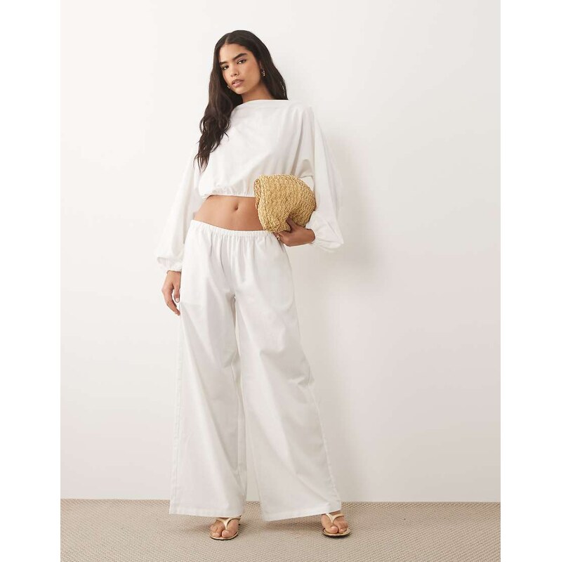 Missyempire linen blend elasticated waist wide leg trousers co