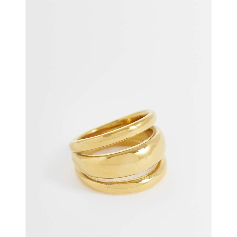 ASOS DESIGN waterproof stainless steel ring with triple band in