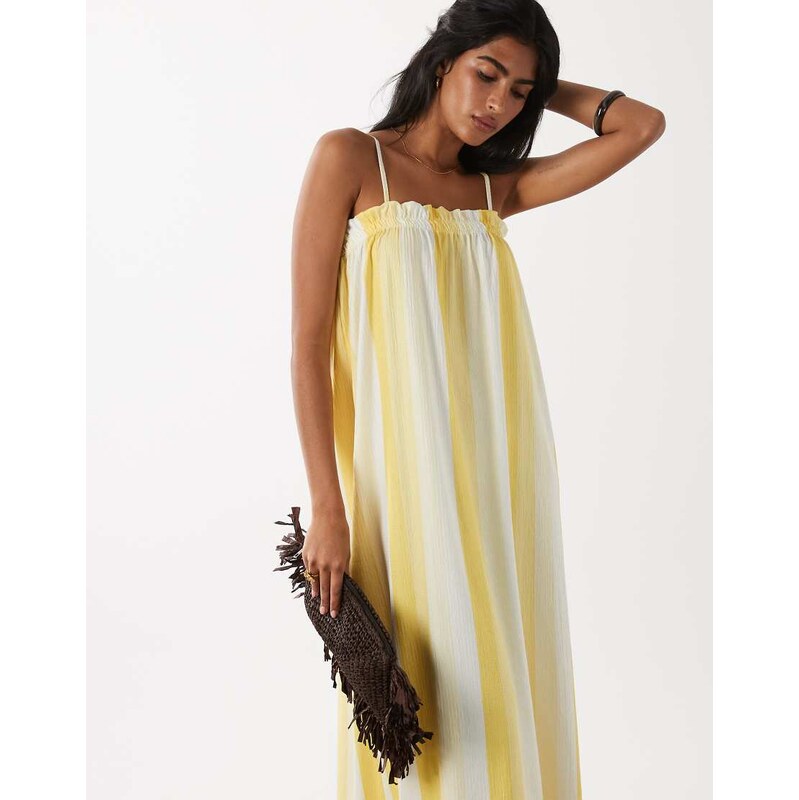 ASOS DESIGN textured shirred detail midaxi dress in vertical