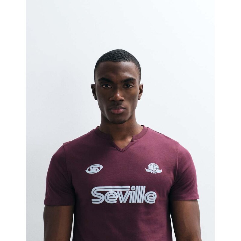 ASOS DESIGN slim t-shirt with puff print football graphic in