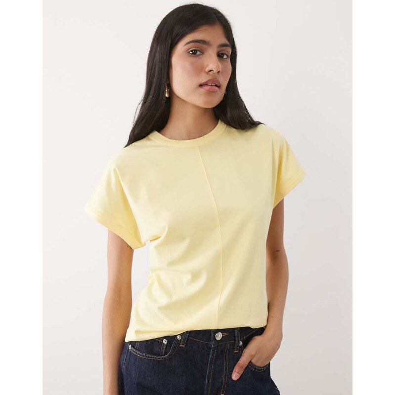 ASOS DESIGN cinched peplum t-shirt in cream-White