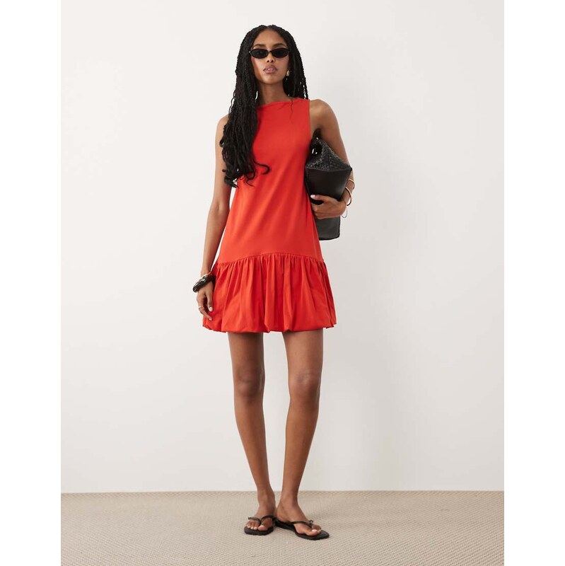 ASOS DESIGN sleeveless with bubble hem mini dress in red