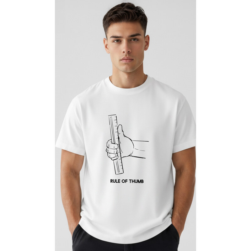 BASIC Pánské oversize tričko s grafikou bílé Bílá
