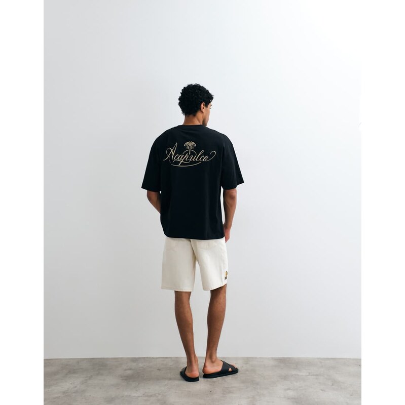 ASOS DESIGN oversized t-shirt with text back print in black