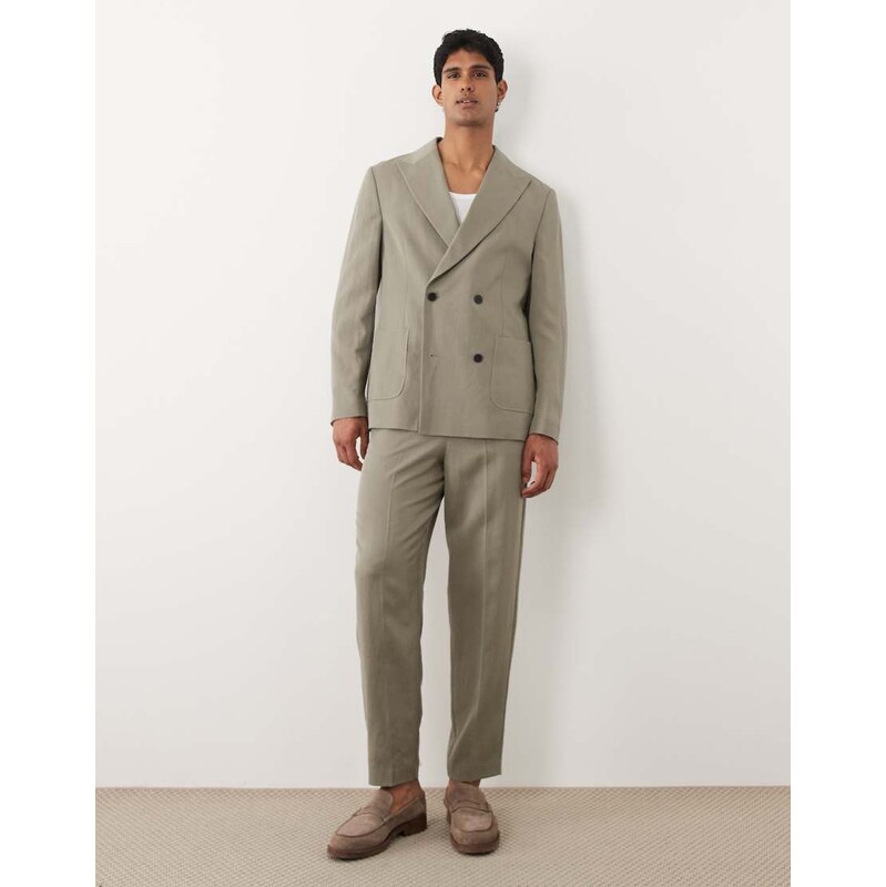 ASOS DESIGN relaxed tapered suit trousers in dark green
