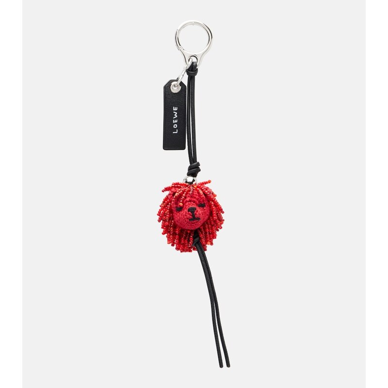 Loewe Lion beaded crochet bag charm
