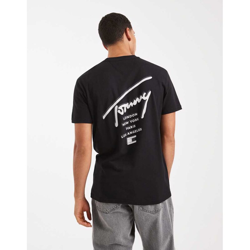 Tommy Jeans back print signature t-shirt in black
