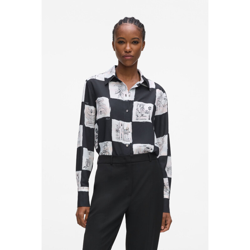 HALENKA KARL LAGERFELD PRINTED FLUID BLOUSE