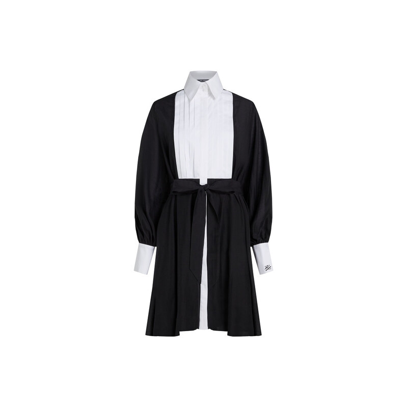 ŠATY KARL LAGERFELD CONTRAST BIB SHIRT DRESS