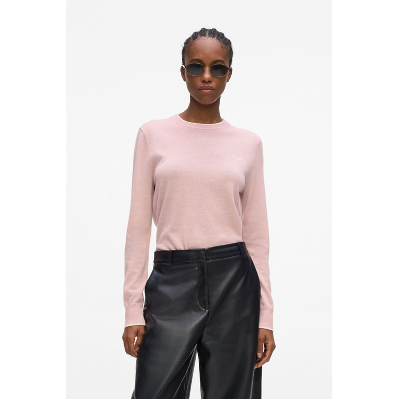 SVETR KARL LAGERFELD ESSENTIAL MERINO WOOL CREWNECK